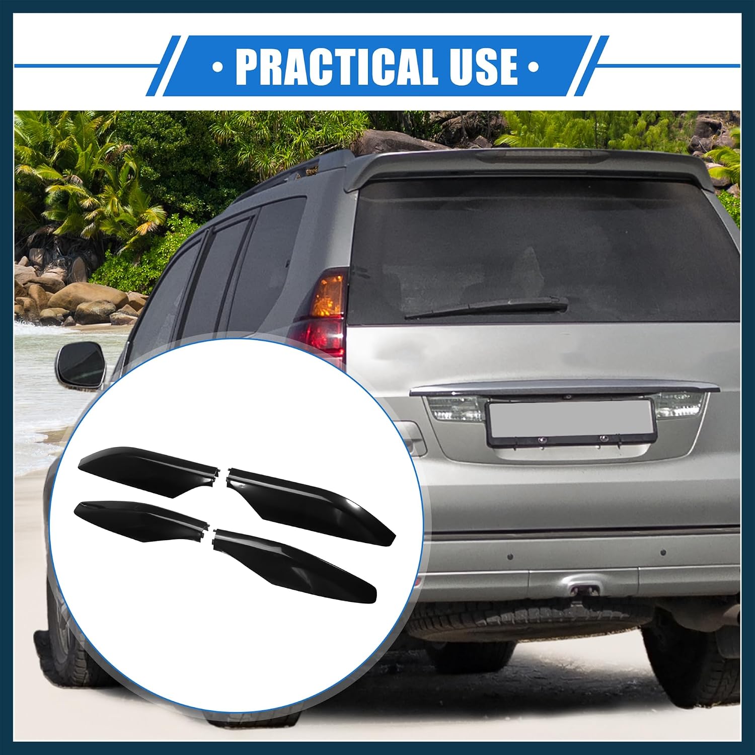 4pcs Car Roof Rack Side Rails End Cover Shell Cap Compatible for Lexus GX470 2003-2009, Durable Plastic Black Cargo Rack Legs Protection Automotive Parts