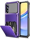 COOYA for Samsung Galaxy A15 Case Wallet 5 Credit Card Holder ID Slot Flip Cover Galaxy A15 Wallet Case Back Pocket Dual Layer Protective Hard Shell TPU Rubber Bumper Armor for Samsung A15 5G Purple