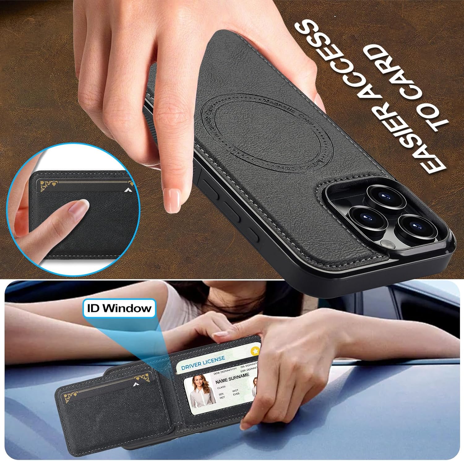 SZHAIYU L3 2 in 1 Detachable Leather Wallet and Phone Cases Compatible with iPhone 14 Pro Max Case with Card Holder RFID Blocking, Compatible with Magsafe Charging 6.7 Kickstand (Black, IP 14 Pro Max) - Image 3