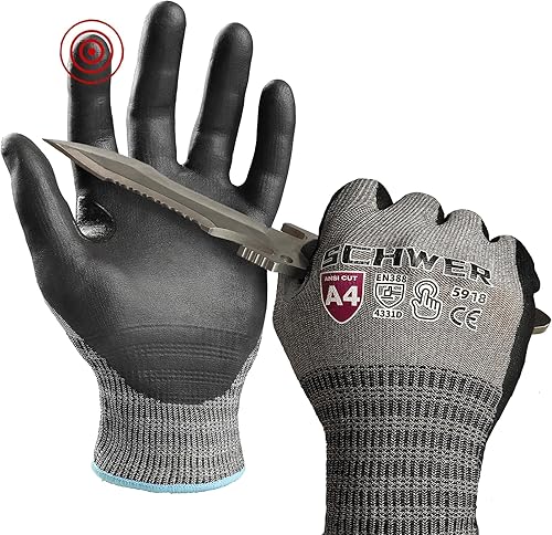 Schwer AIR-SKIN - Guantes resistentes a cortes con revestimiento de espuma de nitrilo, extremadamente ligeros y delgados, guantes de metal de
