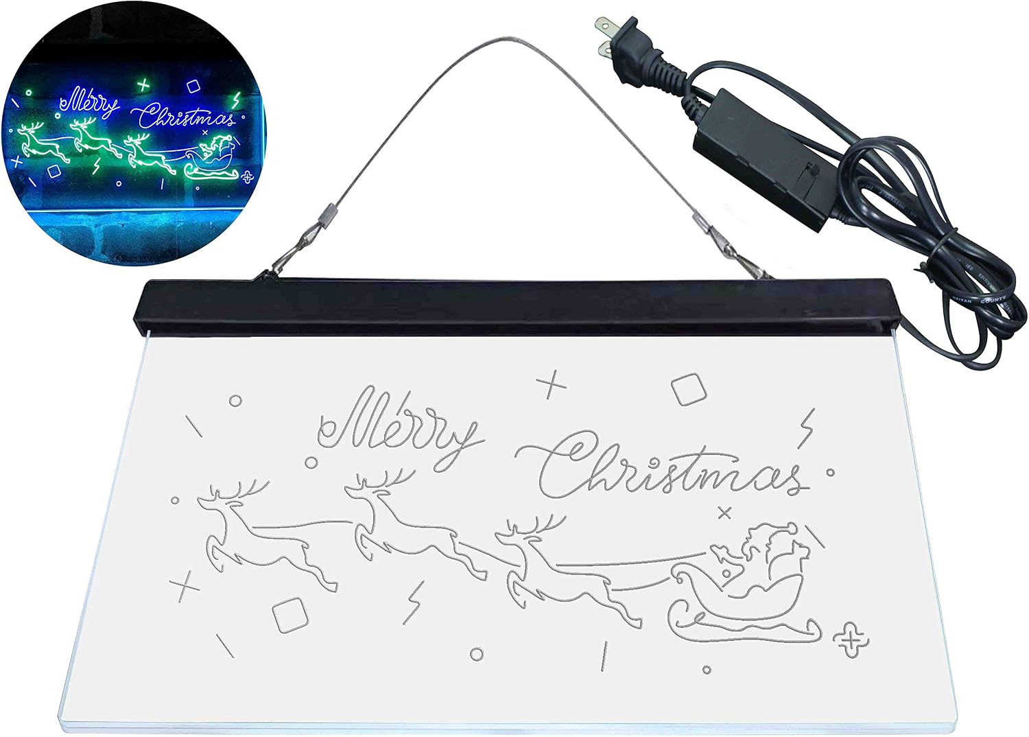 ADVPRO Merry Christmas Santa Claus Reindeer Dual Color LED Neon Sign Green & Blue 12 x 8 Inches st6s32-i4116-gb