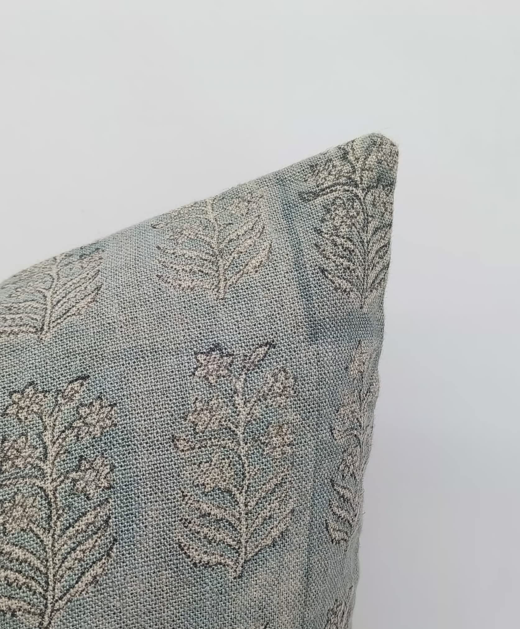 Fabritual Funda De Cojín Hecha A Mano Con Estampado De Bloques De Lino Puro De 16 X 16 Pulgadas, Con Cremallera, Para Sofá, Interior, Exterior, Otoño, Decoración De Verano, Decoración Bohemia