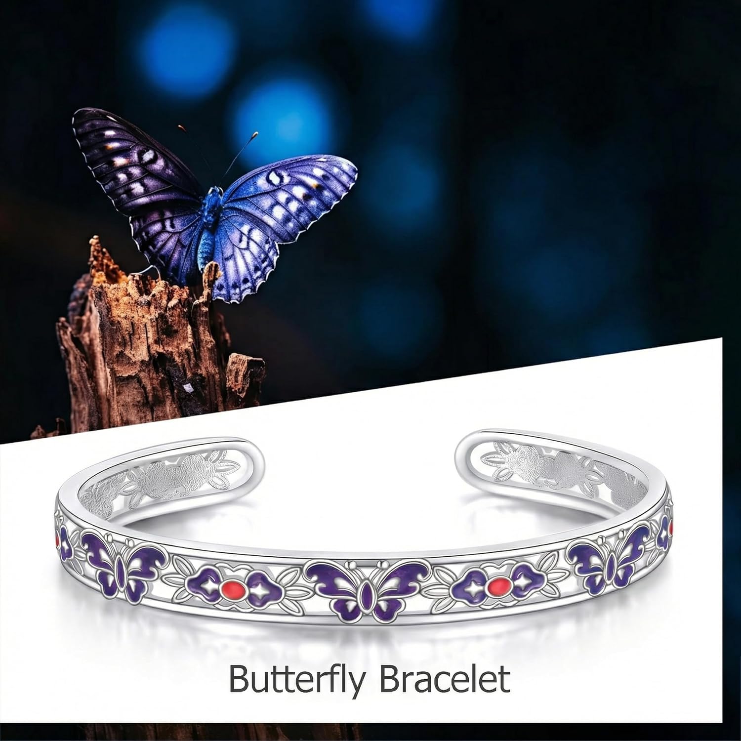 ONEFINITY Bracelets for Women 18k White Gold Plated Turquoise Bangle Cuff Bracelets Turquoise Jewelry Gift for Women