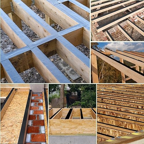 Miniatura 7 de Cinta de viguetas de cubierta, 1-58 pulgadas x 50 pies, cinta de butilo impermeable y resistente a la intemperie, para vigas y vigas (6 rollos)