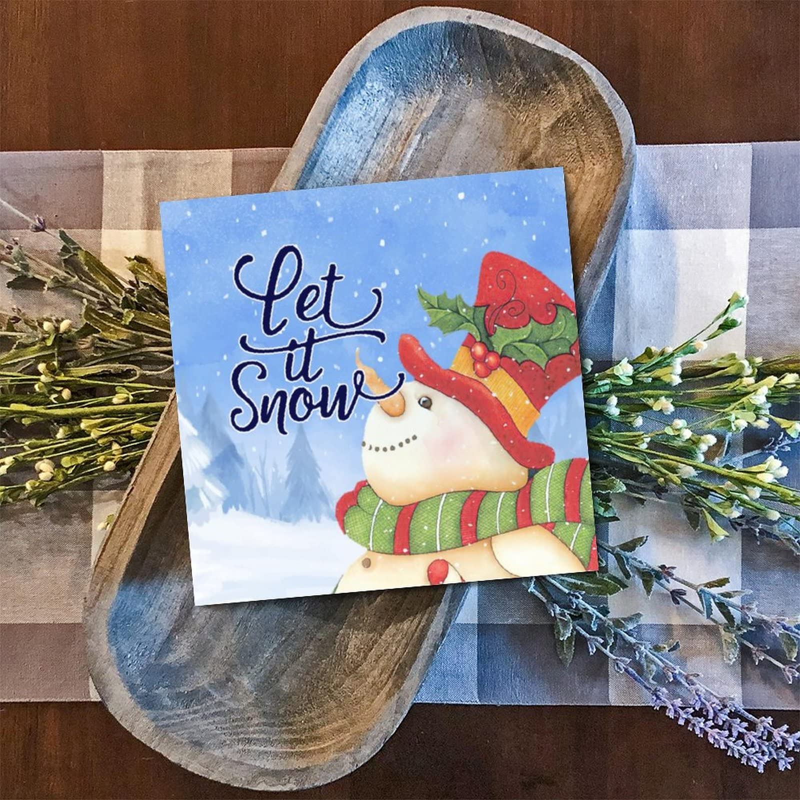 Panneau mural en bois Let It Snow pour embellir facilement un mur blanc vide