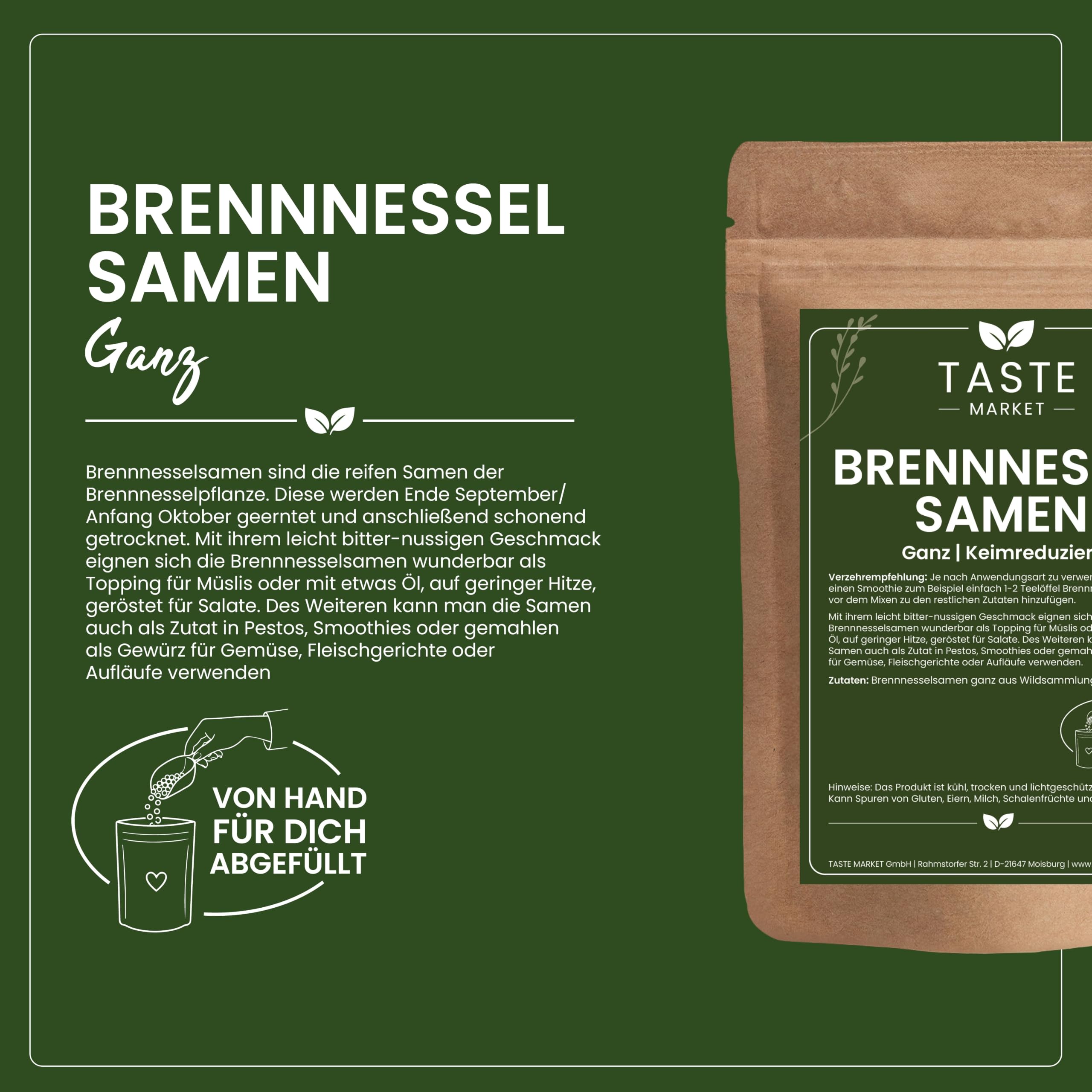 2 kg Brennnesselsamen | Ganz | Keimreduziert | Vegan | Rohkost | TASTE MARKET Qualität | Brennessel Samen ganz