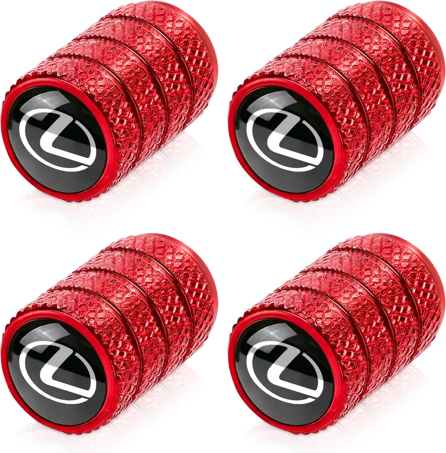 4pcs Tire Valve Stem Caps, Compatible with Lexus RX ES GS LS NX RS GX LX RC LC RX350 is250 GX460 Series Stem Cap Universal Car Air Cover Car Accessories for Cars, SUV, Truck, Motorcycles Red