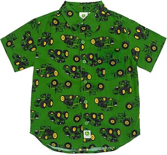 John Deere Boys Short Sleeve Button-Down Shirt Toddler to Big Kid