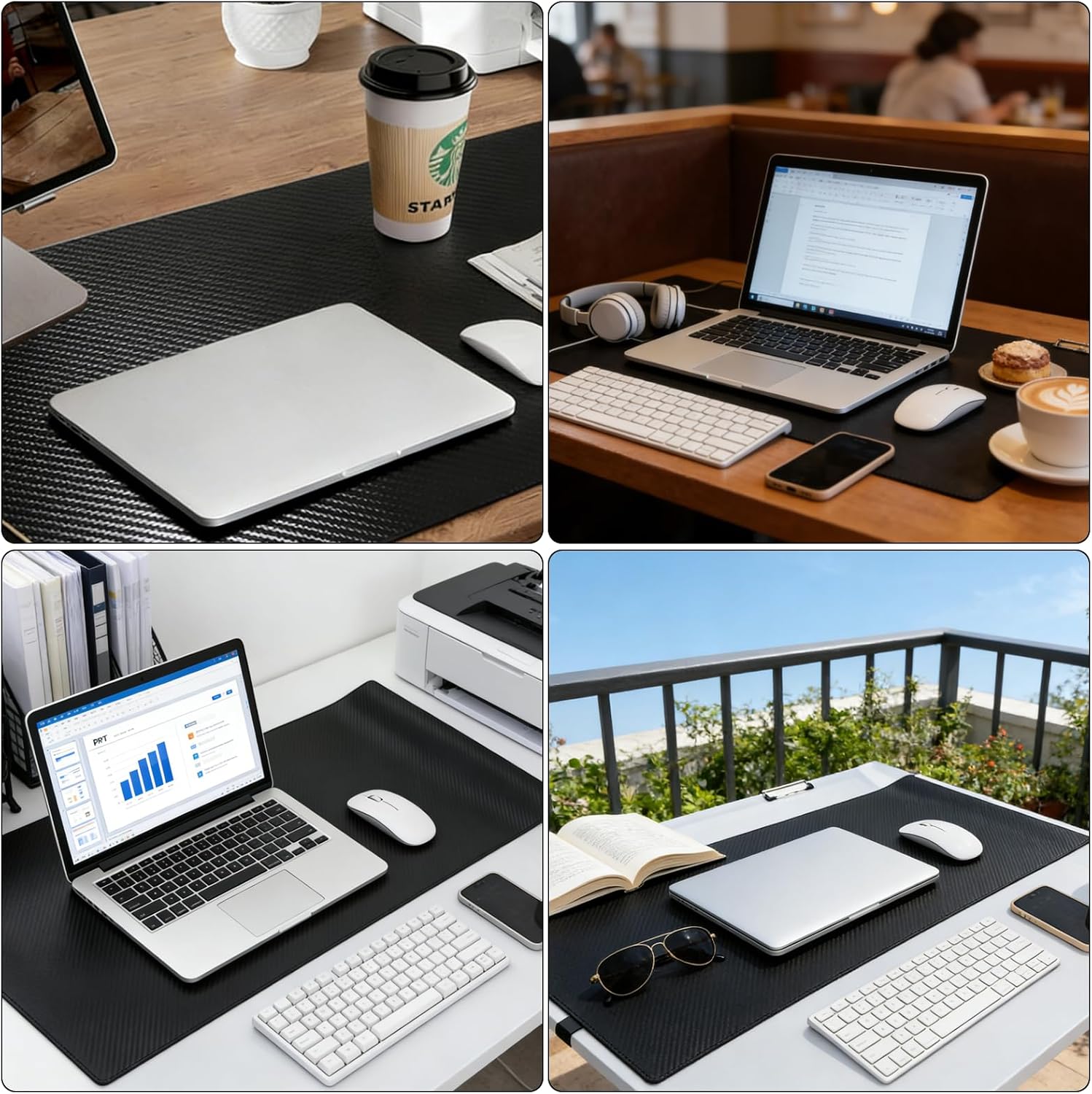 Office Mat (80 x 40 cm) – XXL Multifunctional Waterproof Mouse Pad, Non-Slip Suede at Bottom, Premium Leather Desk Mat with Carbon Pattern for Office & Home image 5