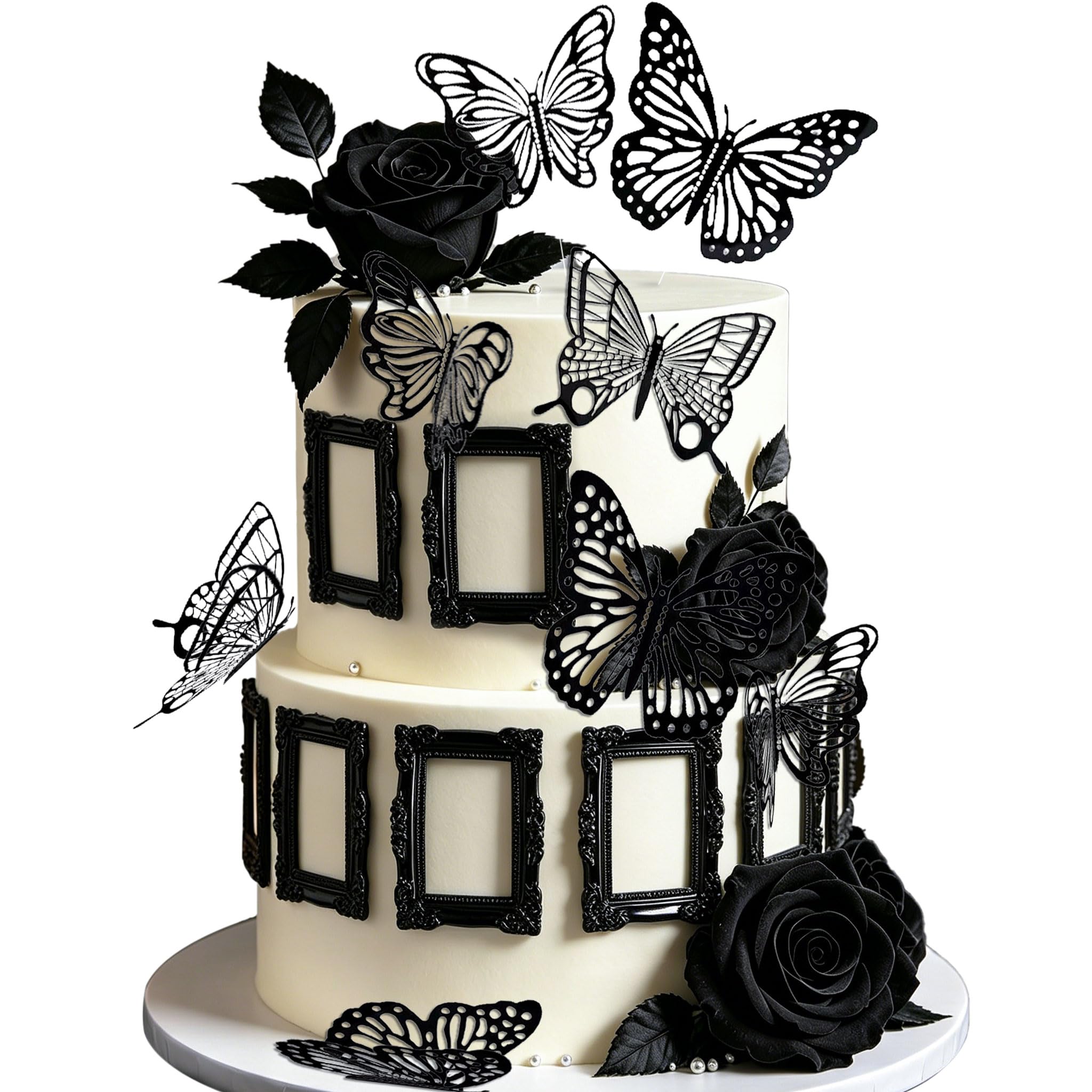 LaVenty Black Goth Cake Decorations Butterfly Goth Cake Topper