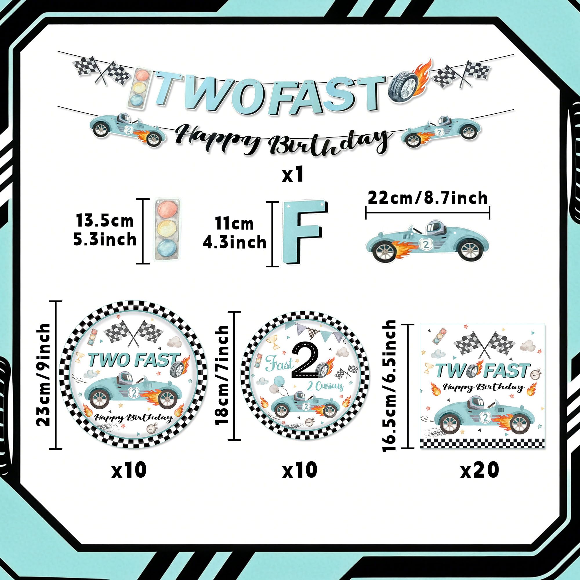 Thirty and Thirsty 42 zi di utensili per festa di compleanno a tema auto da corsa per ragazzi con striscione buon compleanno forniture festa piatti di carta salviette tovaglia per 10 ospiti