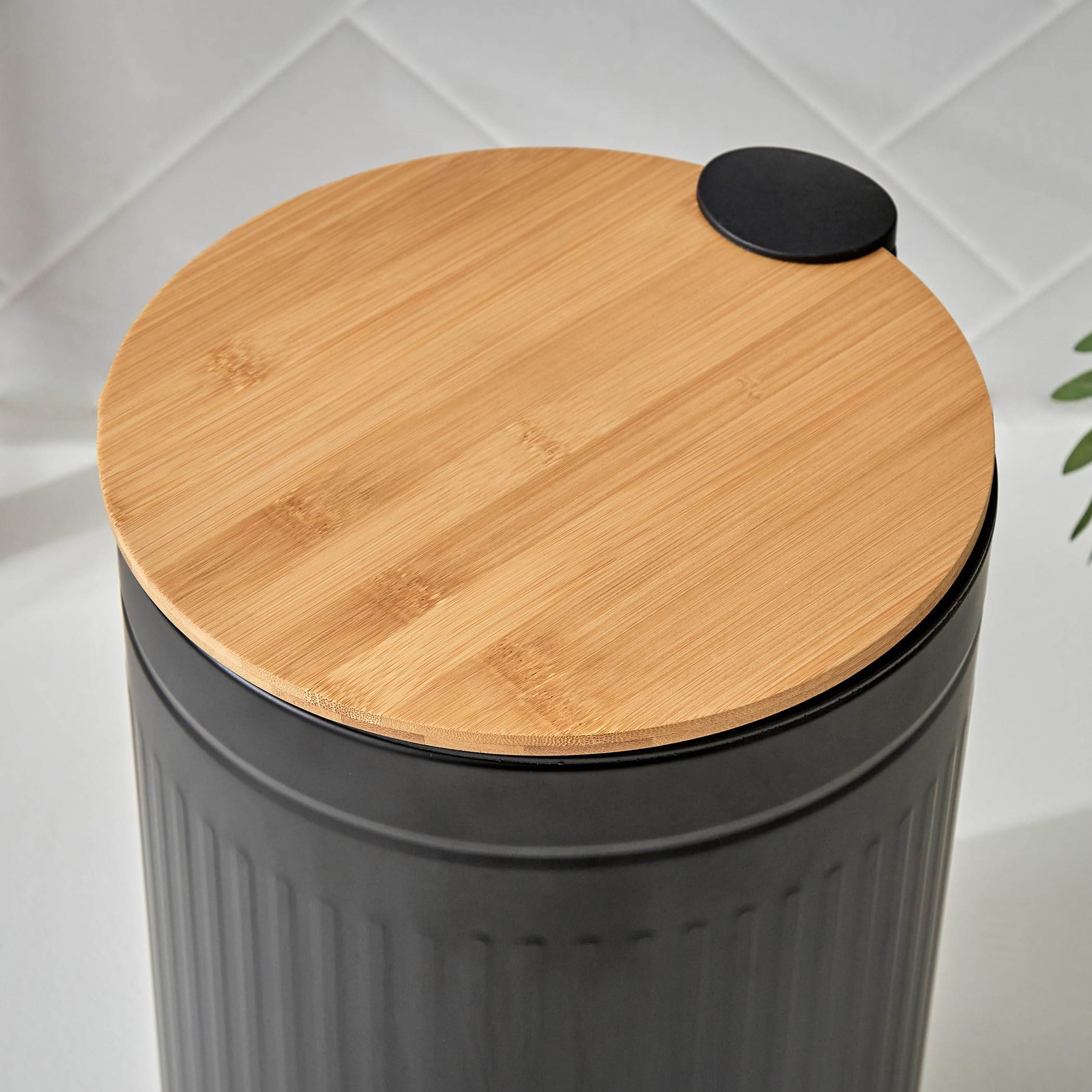 Home Centre Sedona Flute Metal Pedal Waste Bin with Bamboo Lid - 12L 3