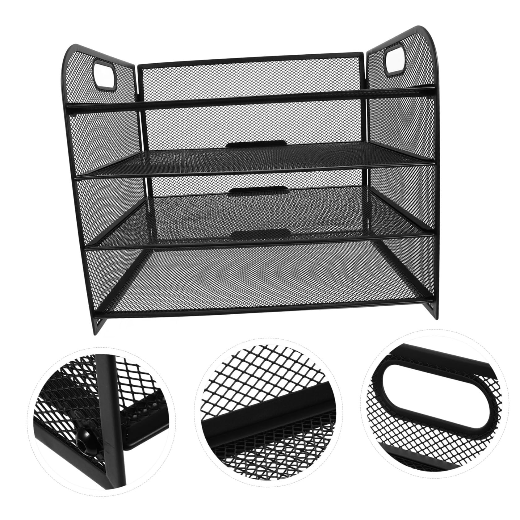 SEWACC 4stufe Stöckiger Papierorganizer für Schreibtisch Metall-dokumentenablage Aktenordner mit Griffen Schreibtischaccessoires Postablage für Theke Bücherregal für Klassenraum