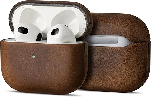 Miniatura 25 de Maogoam Funda de Cuero para AirPods Pro 2da Generación con Botón, Funda de Cuero de Piel de Vaca Crazy Horse con Cera de Aceite Genuino para Airpods