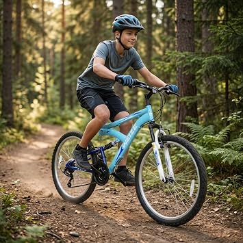 WEIZE Kids Mountain Bike 20 24 Inch Teen Bicycle Youth Boy Girl Rider MTB | Rider Ages 8-15 Dual Suspension 7-Speed Gear System Steel Frame with Front Suspension Fork Multi-Speed Trail V Brake