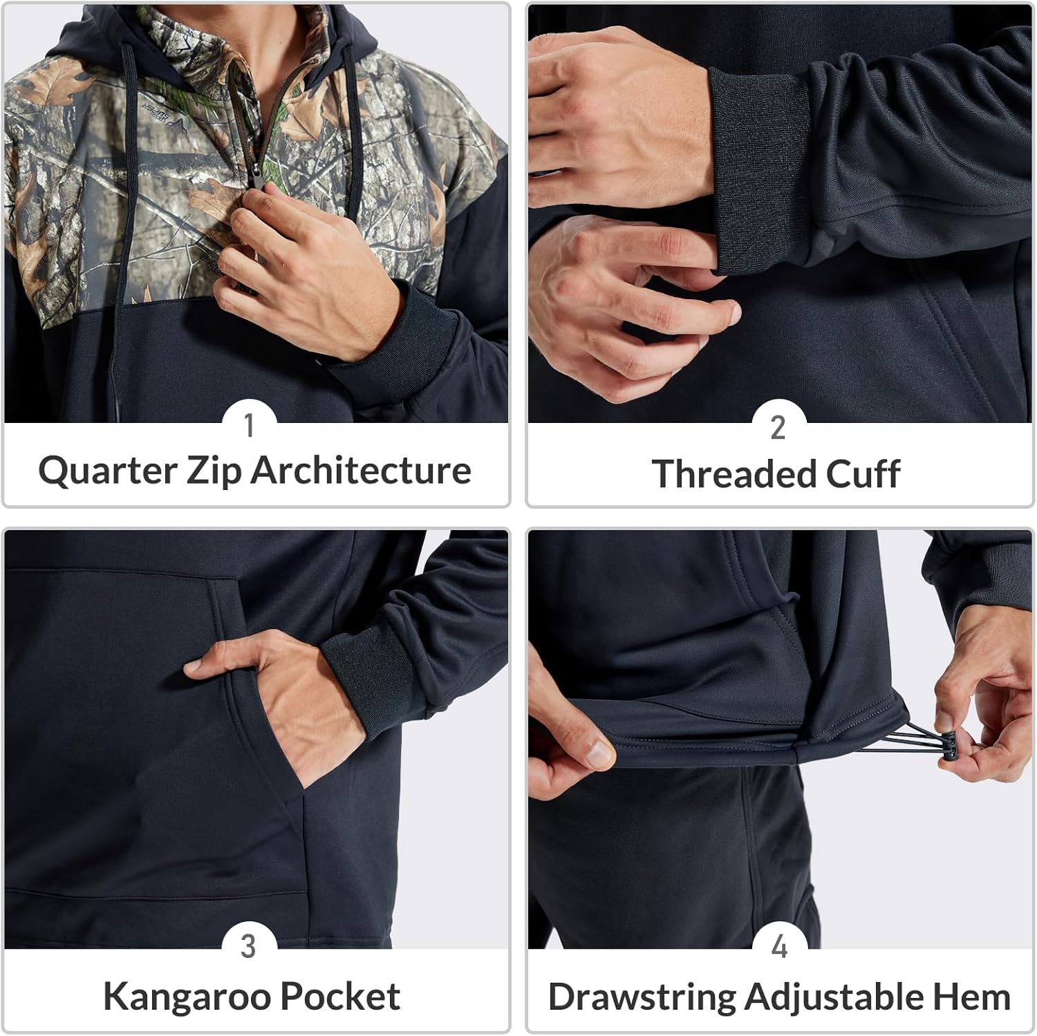 LOOGU Hunting Hoodies for Men Fleece Lining Performance Insulation Pullover Camo Hoodie - Image 3