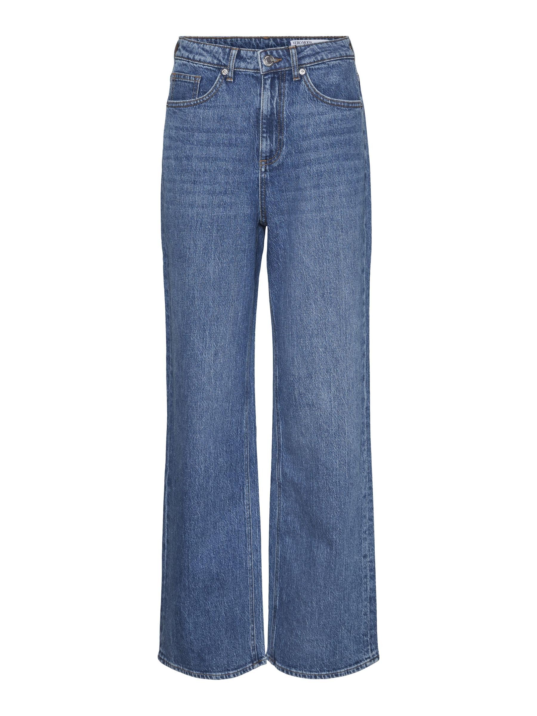 VERO MODA Women's Vmtessa Hr Wide Jeans Ra380 Ga Noos Trouser, Medium Blue (Medium Blue Denim), 28W x 32L