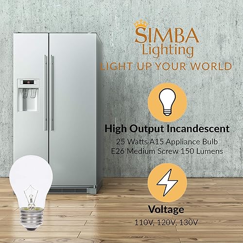Miniatura 2 de Simba Lighting Bombilla de electrodoméstico A15 de 25 W (paquete de 6) incandescente de forma mini estándar con base de tornillo mediano estándar