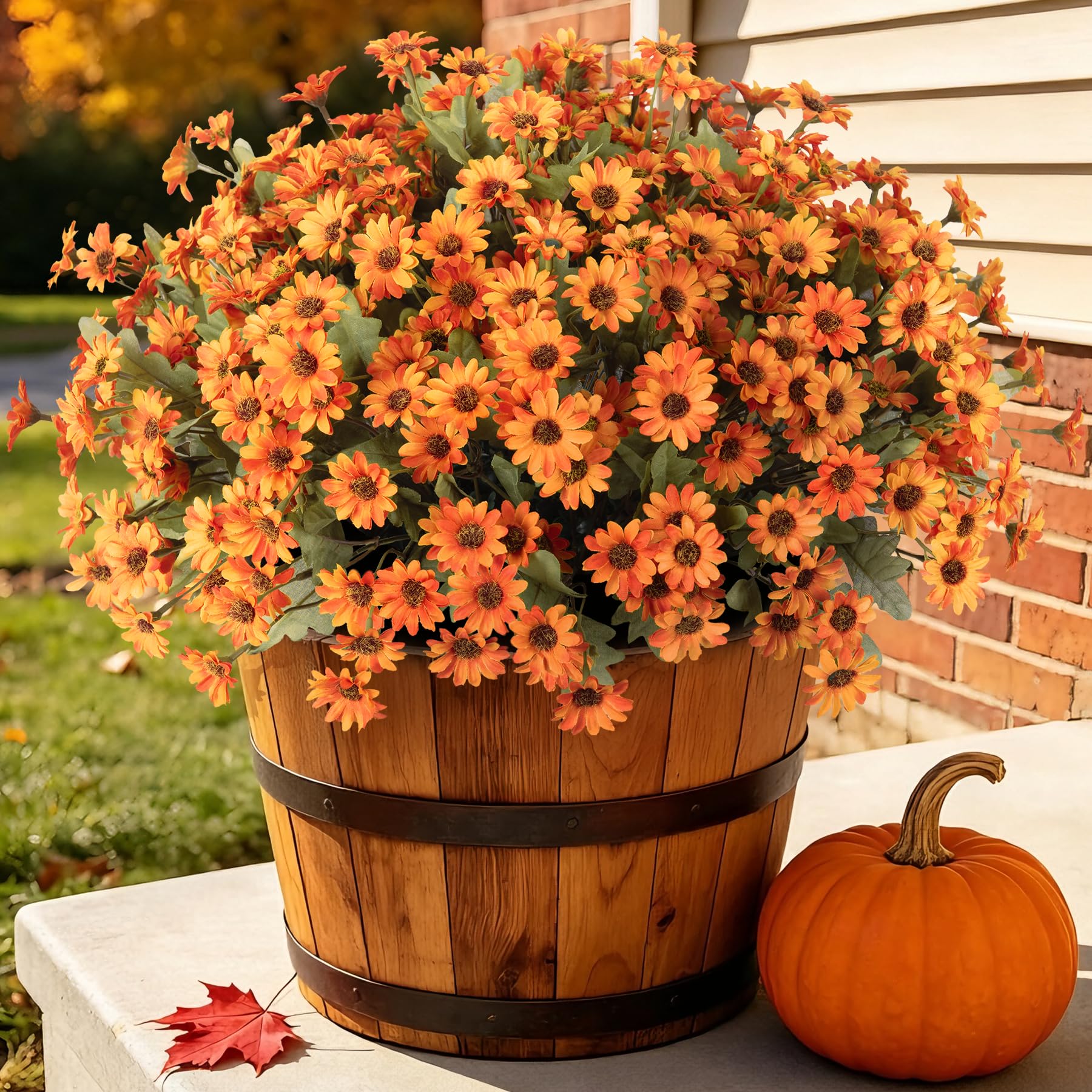 Artificial Fall Flowers Fake Mums Plants for Outdoors Decoration