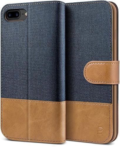 BEZ Cover iPhone Plus  iPhone Plus  Custodia Compatibile per iPhone Plus  iPhone Plus  Portafoglio Flip Cover con Chiusura Magnetic  Blu Navy