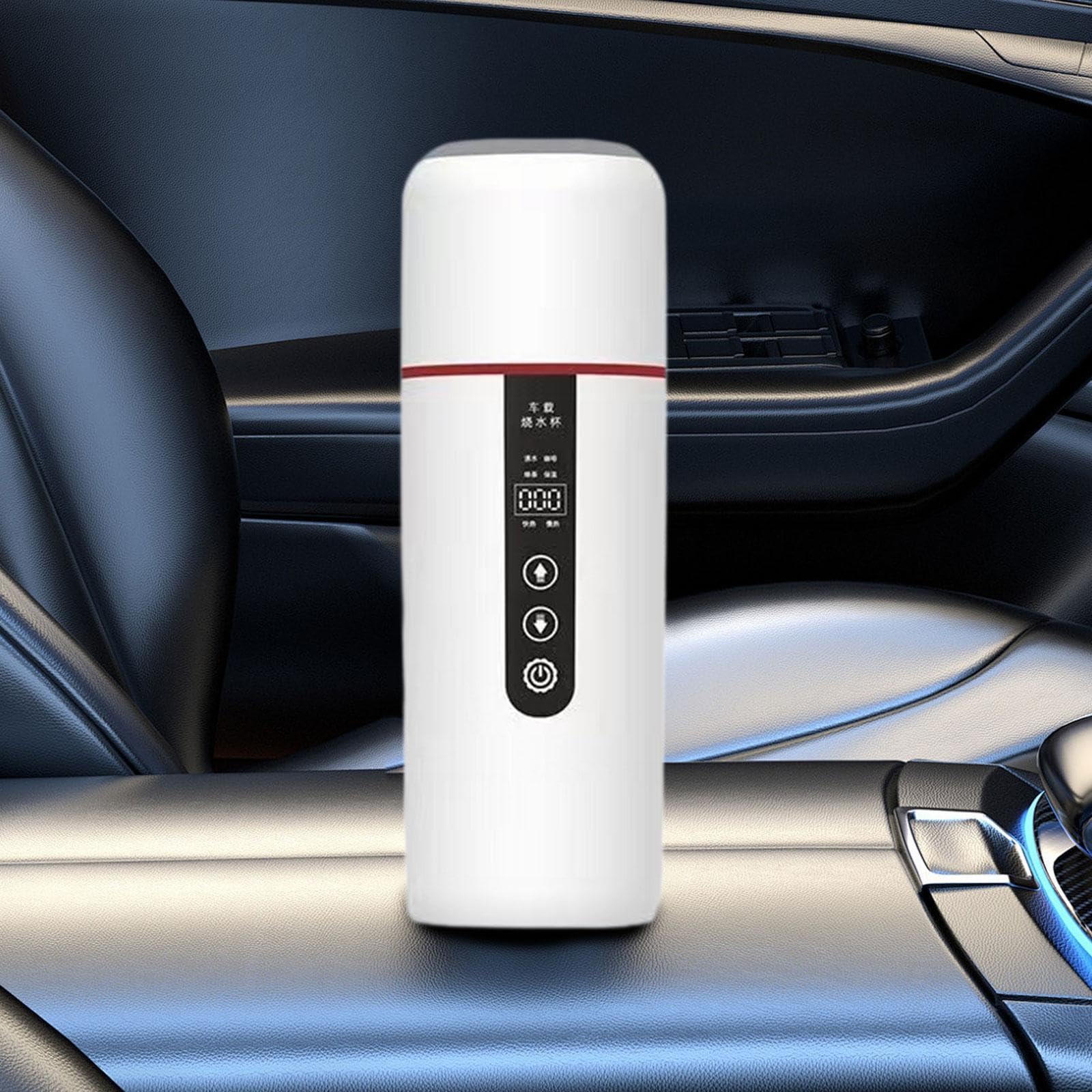 Taza Térmica Portátil para Coche de 12V/24V, Ideal para Té, Bebidas, La Escuela, El Trabajo, Blanco, Individual