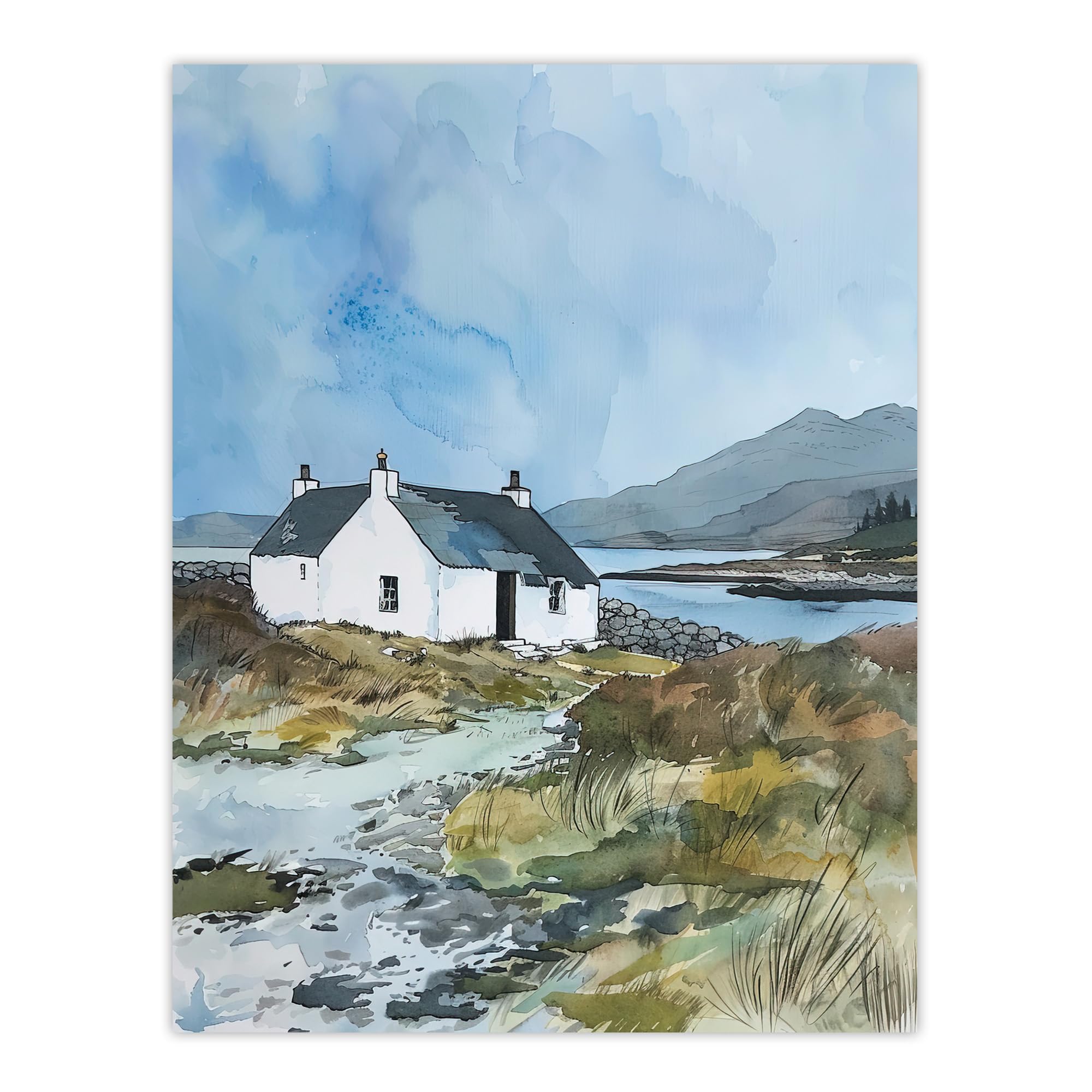 Artery8 Unframed Wall Art Isle Harris Crofters Cottage Scotland Landscape12X16 Inch from B&Q