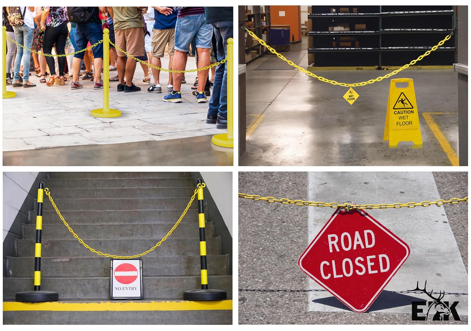 ELK Weatherproof Yellow Plastic Safety Barrier Chain Link - 100 ft Roll - Plastic Chain Links for Events, Crowd Control, Construction & More - Chain Safety Barriers - Image 3