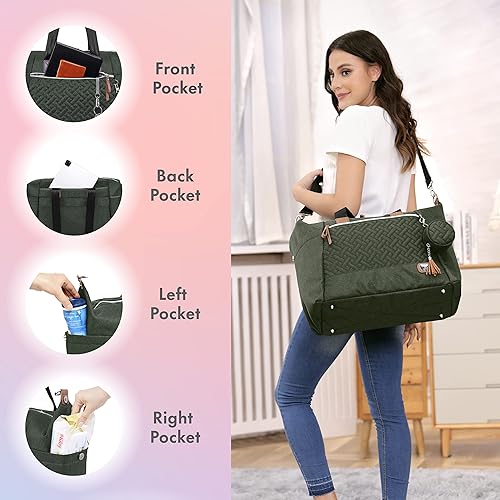 Miniatura 12 de Dikaslon Bolsa de pañales con funda para chupete y cambiador, bolsa de pañales de viaje grande para mamá y papá, bolsa de bebé multifunción