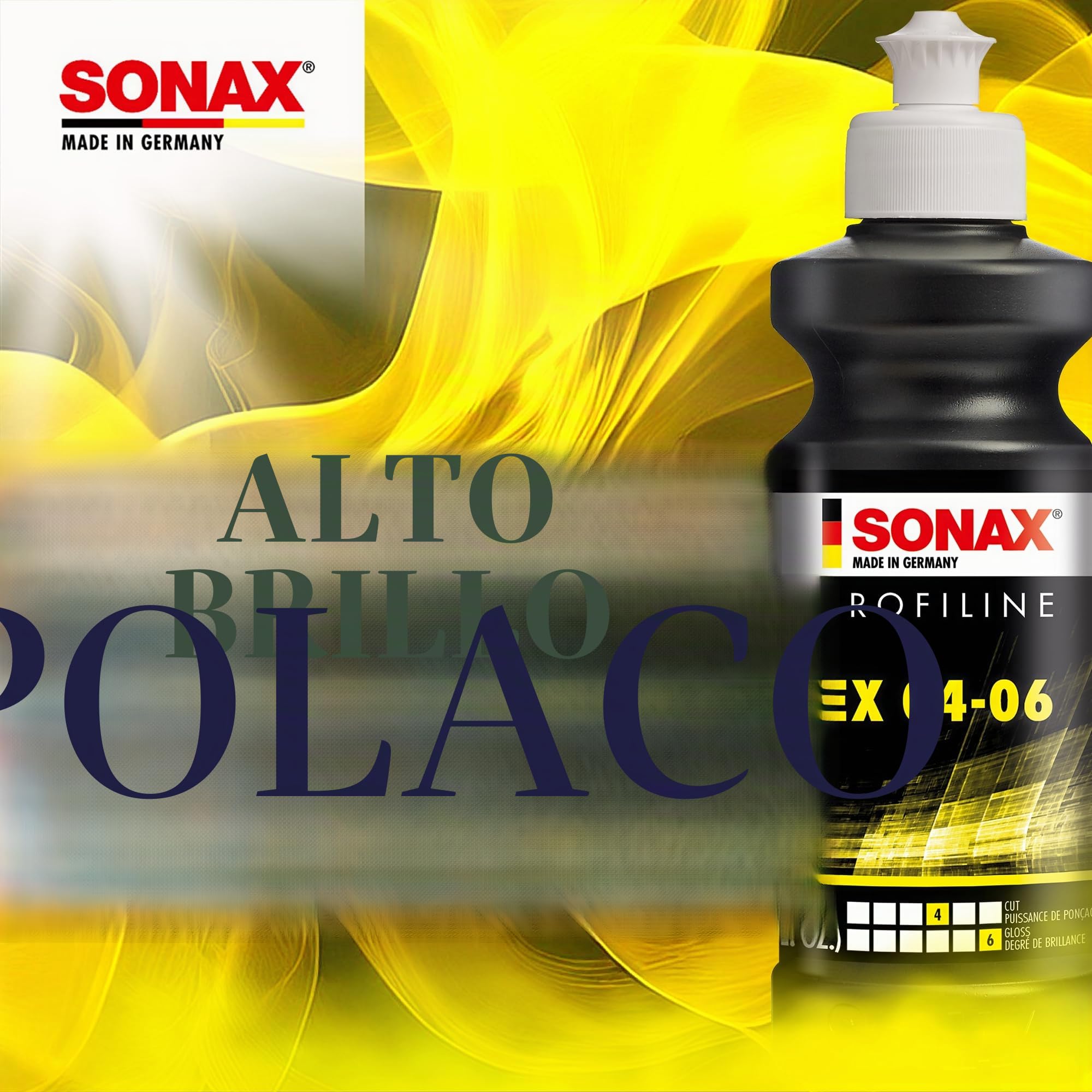 SONAX PROFILINE Ex 04-06 (1 litro) - Eliminación óptima de arañazos, produce un brillo perfecto. Pulidor ideal para quitar puntas de superficies recién pintadas | No. de artículo 02423000