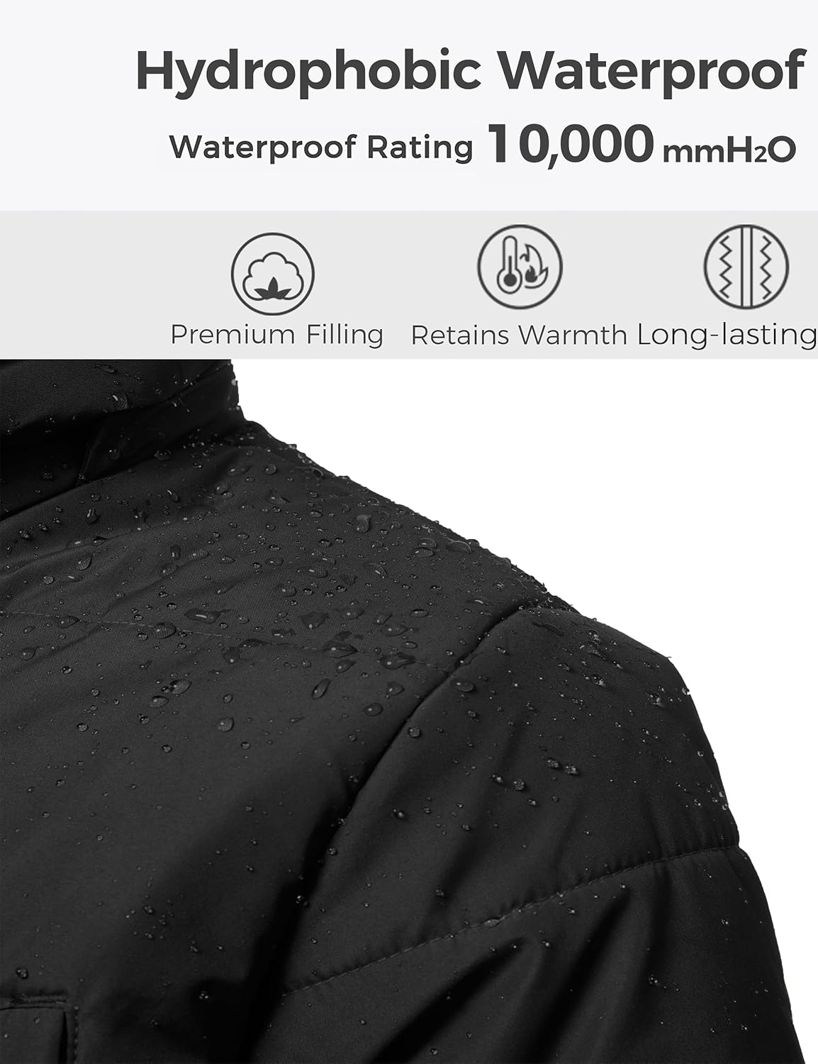 wantdo Men's Thicken Puffer Jacket Padded Waterproof Warm Winter Coat with Hood