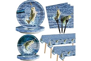 98 PCS Gone Fishing Party Decoration Gone Fishin' Tableware Set for Gone Fishing Birthday Party