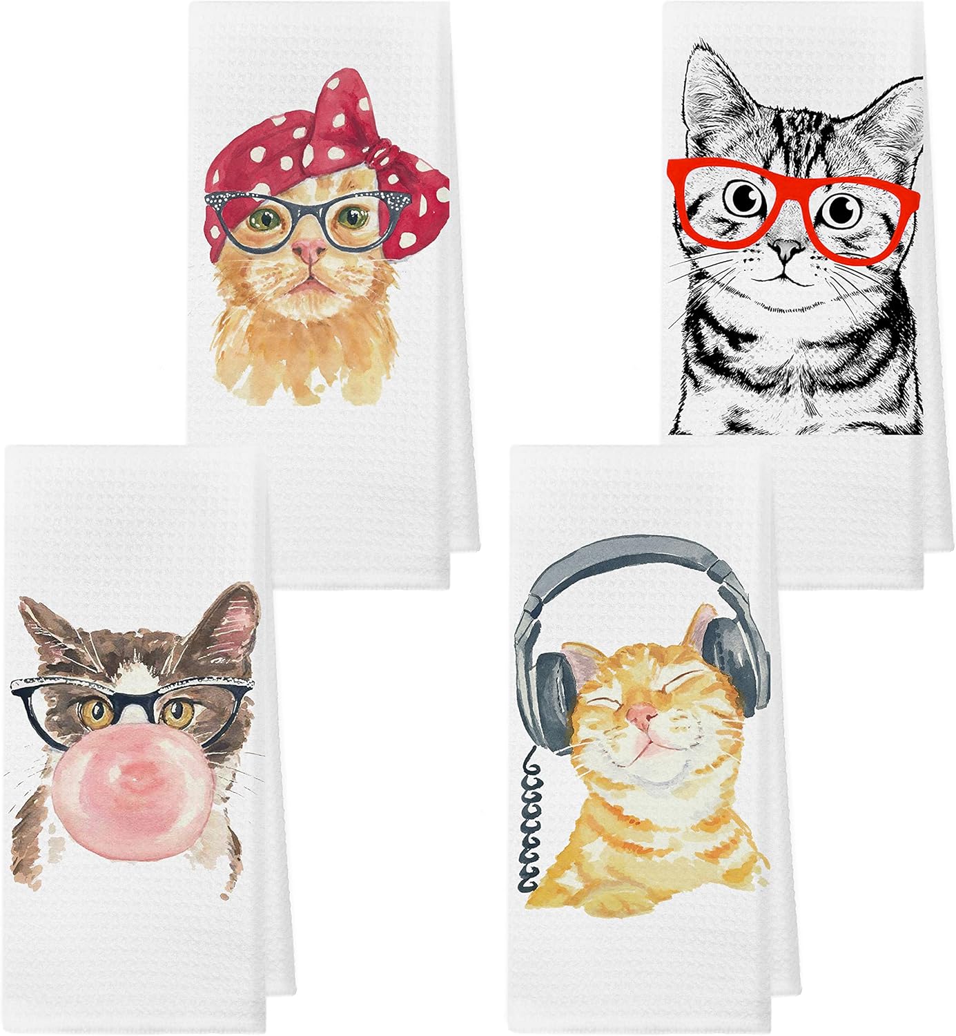 kunlisa Cat Kitchen Towel,Cat Towel,Cat Dish Towel,Cute Kitchen Hand Towels,Cat