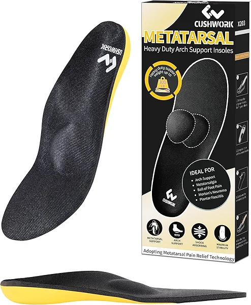Cushwork Metatarsalgia Insoles for Ball of Foot Pain,Morton's Neuroma,Arch Supports Insoles,Orthotic Insoles,Men Women Shoe Insert for Metatarsal,Foot Pain Relief