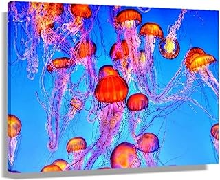 LGHLJ Quadro su Tela Soggiorno Vita Marina Paesaggio Naturale Bella Arte Medusa Tema Decorazioni Artistica Poster Quadro a Parete Corridoio Opere d'Arte giclée 60x90cm x1 Senza Cornice