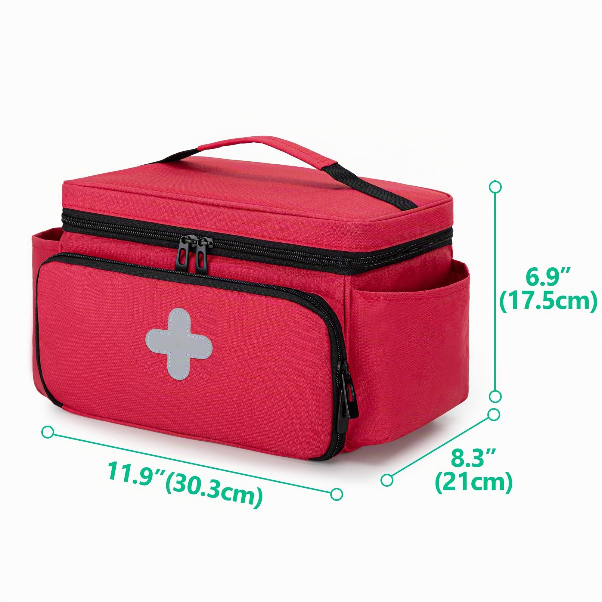 CURMIO Erste Hilfe Sets Tasche, Tragebare Medizinische Tasche, Rot