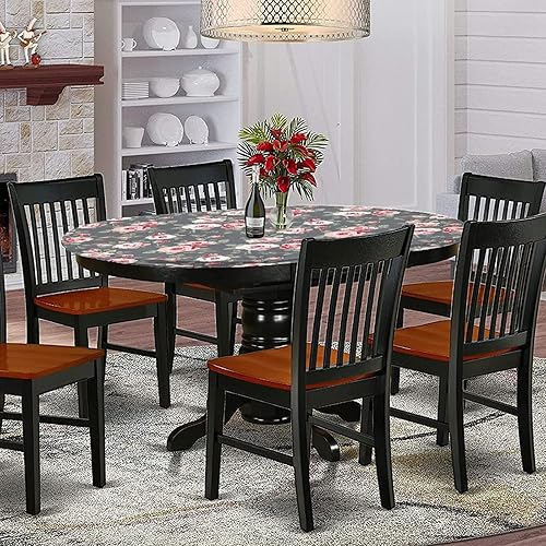 Miniatura 9 de XISUNYA Mantel ajustable ovalado de poliéster con bordes elásticos plateados, patrón barroco de mandala vintage, con estampado monocromático, se