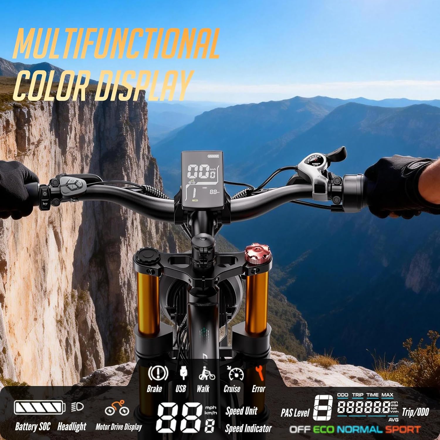 Peak 6000W Dual Motor Electric Bike for Adults 42MPH with 52V 30Ah，Up to 100 Miles, 26"x4" Fat Tire Full Suspension Ebike with Hycraulic Brakes, Aluminum Frame Mountain E-Bike X2