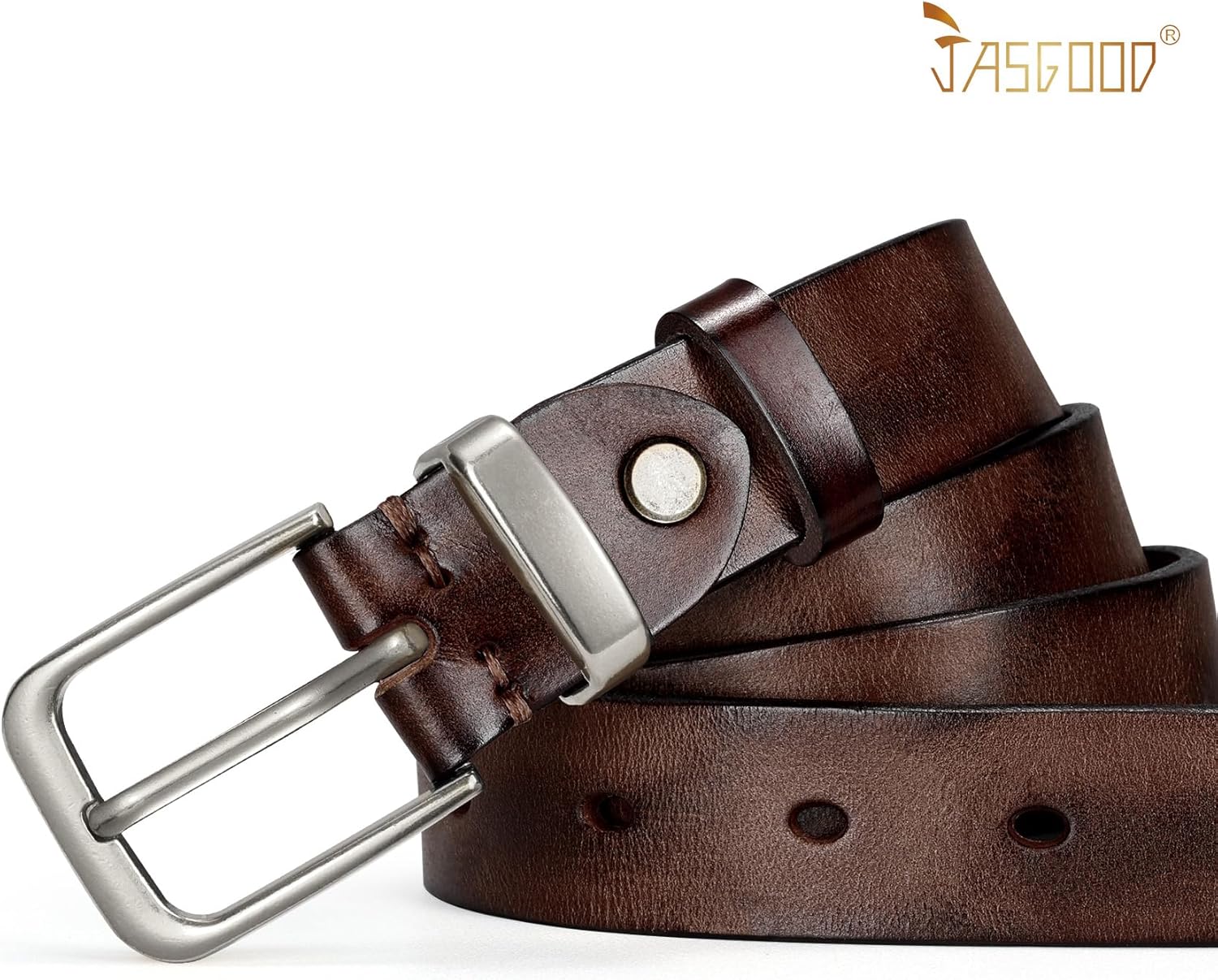 JASGOOD Women Belt Genuine leather Belt with Vintage Metal Buckle,Ladies Full Grain Leather Belt for Jeans Pants - Image 2
