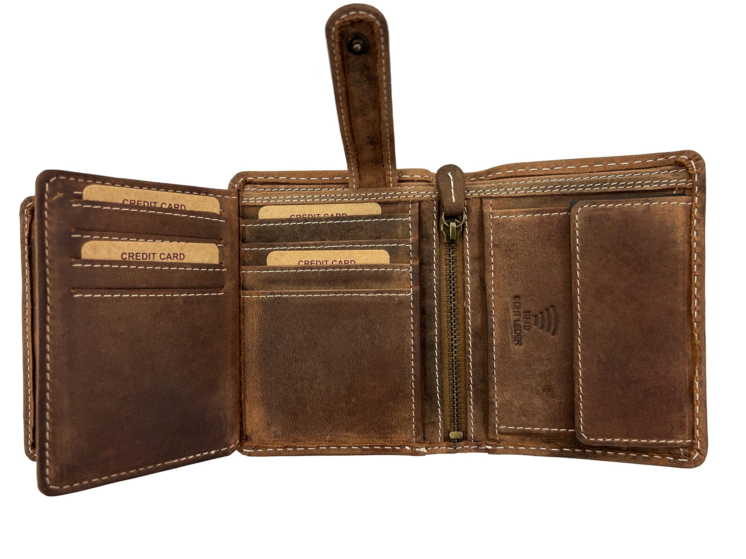 Hill Burry Portemonnaie Leder Herren I Geldbörse I Brieftasche | Geldbeutel Wallet Portmonee mit RFID Schutz aus hochwertigem naturgegerbtem Leder (Tan)