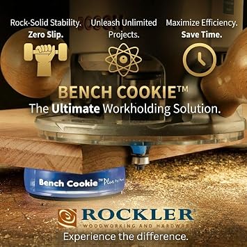 Rockler Work Bench Cookies Plus Work Grippers (4 Pack) Rockler Bench Cookies Protect Workpiece from Scratches and Benchtop Debris - Woodworking Kit for Most Average-Sized Panels