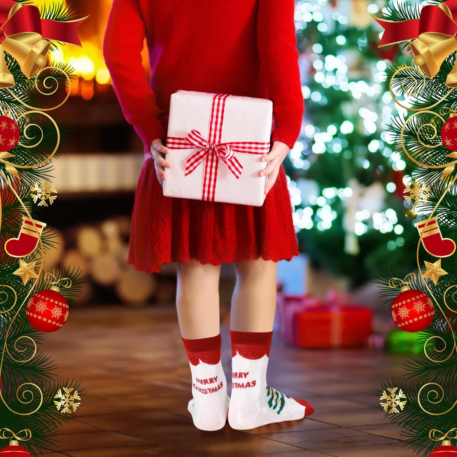 Suhine 20 Pair Kids Christmas Socks Holiday Novelty Xmas Fun Dress Socks Cute Christmas Socks Gifts for Kids Boys Girls Winter, 6-10 Years - Image 6