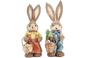 DULRLLY Spring Easter Sisal Bunny Figurine Decoration