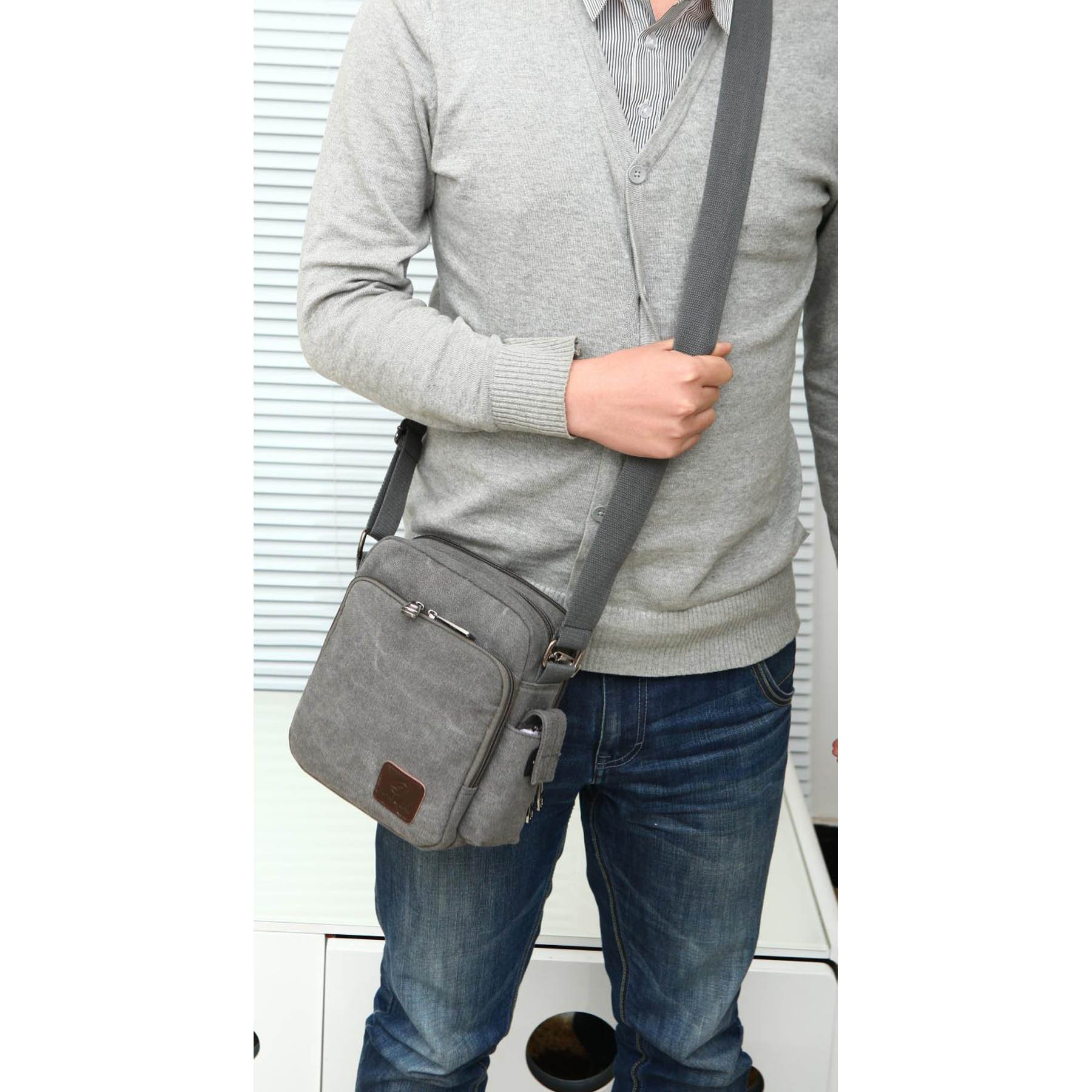 Bolso Bandolera Hombre Pequeñas Bolsos de Tela Vintage Messenger Bag para Colegio Bolsa de Lona Universidad Libro Bolsos Originales Bolsas de Viaje Sport Bag