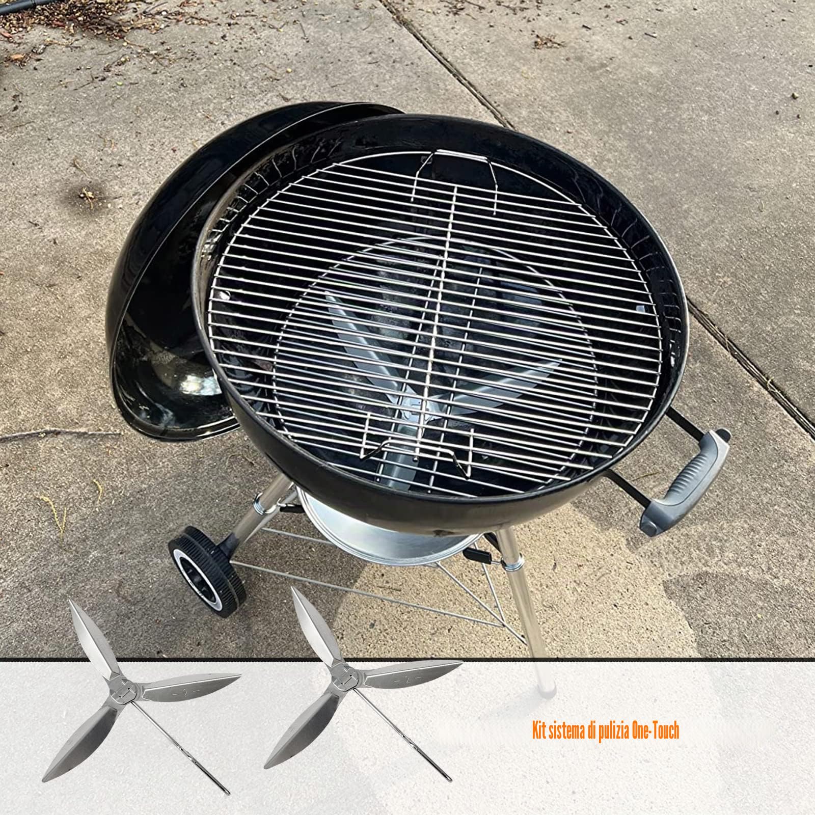 2 set di 22-1/2" One-Touch Kit di pulizia 57 cm compatibile con Weber Grill Parts, 7444 Weber Kettle Barbecues, pezzi di ricambio