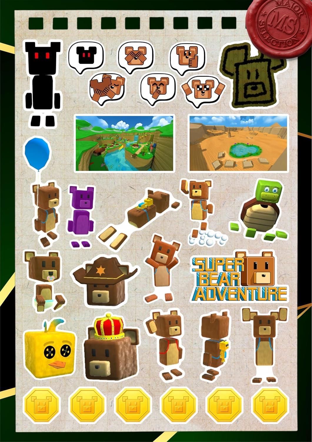 Super Bear Adventure Çocuk Sticker Set -2-30 Adet | Renkli & Eğlenceli | Suya Dayanıklı