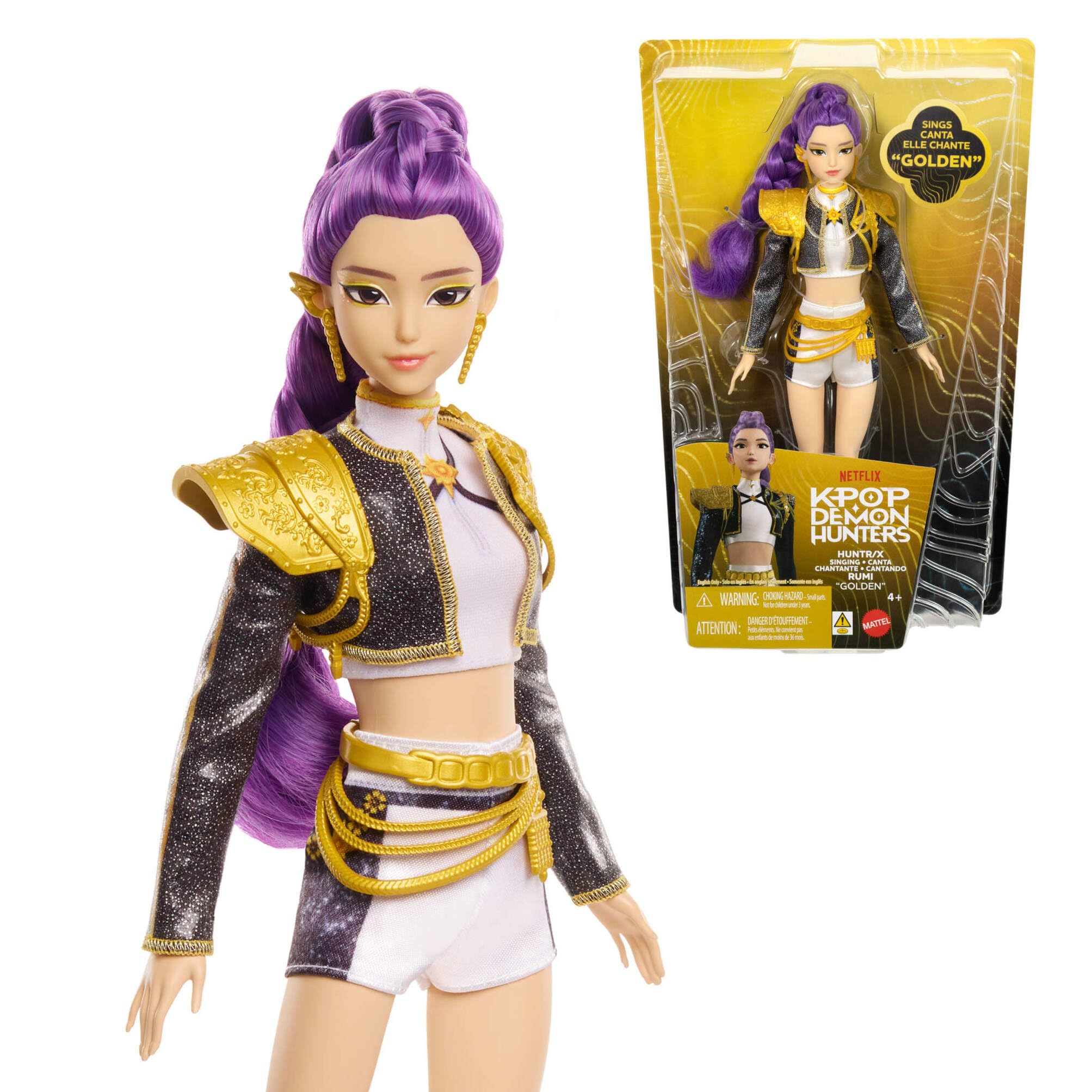 Mattel KPOP Demon Hunters HUNTR/X Rumi “Golden” Muñeca Cantante | Con conjunto distintivo removible, 5 articulaciones, inspirada en la película, JRN40