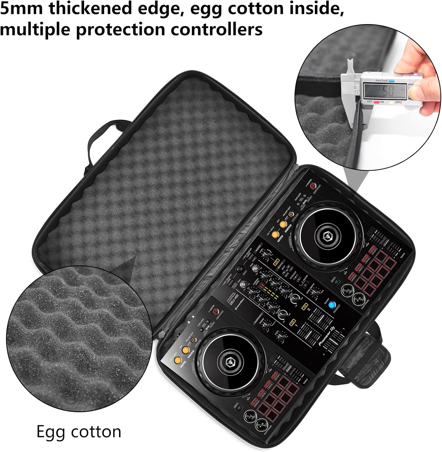 Lightweight Molded Hard Storage Case Fits for Pioneer RX, SX, SX2, SX3, Denon MC7000, FLX6 (L-27.2x 15.7 x 4 Inch)