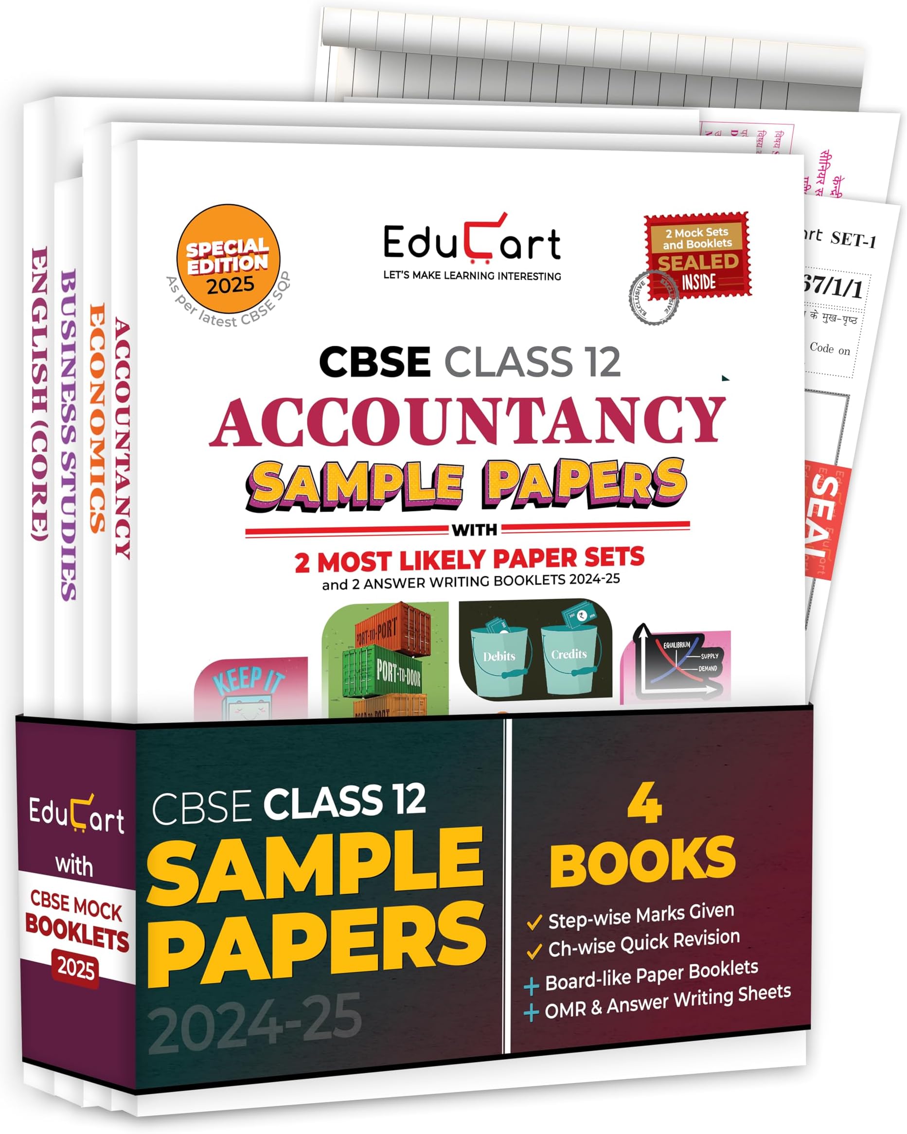 Educart CBSE Sample Question Papers Class 12 Accountancy, Business Studies, Economics & English (Set of 4 Books) For 2025 Exam