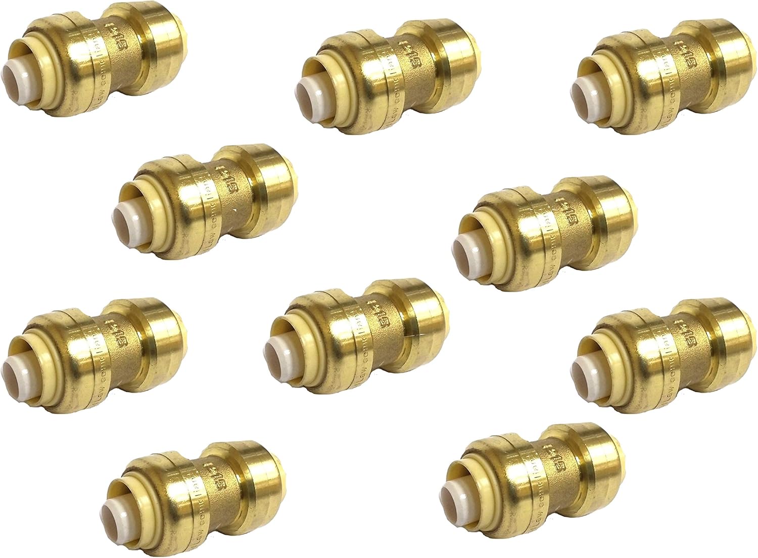 3/4" Push Fit Coupling Connection Fittings 10 Pack Brass Fitting Water Tool Bite Connects PEX