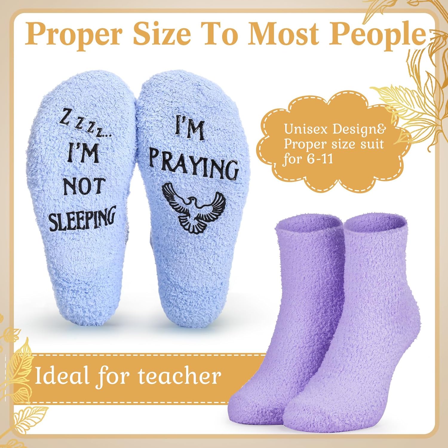 12 Pairs Christian Socks Funny Praying Fuzzy Jesus Socks Religious Gifts, I'm Not Sleeping, I'm Praying Novelty for Adults Men Women Appreciation Easter Gifts Bulk, 12 Colors - Image 4